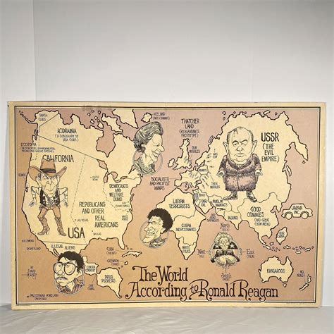 Rare "The World According To Ronald Reagan" Map, By David Horsey, 1987