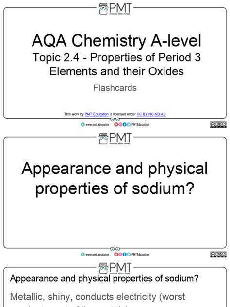 Flashcards Topic 2 4 Properties Of Period 3 Elements And Their Oxides Aqa Chemistry A Level