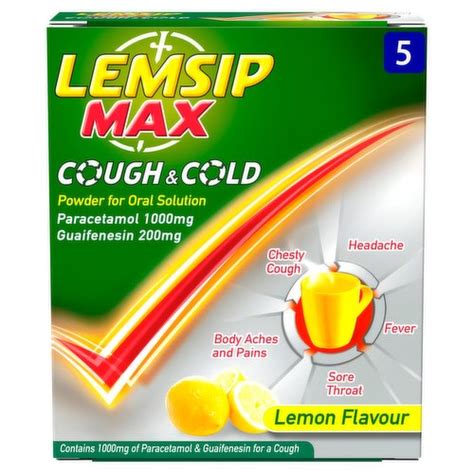 lemsip max cough cold powder  oral solution paracetamol mg