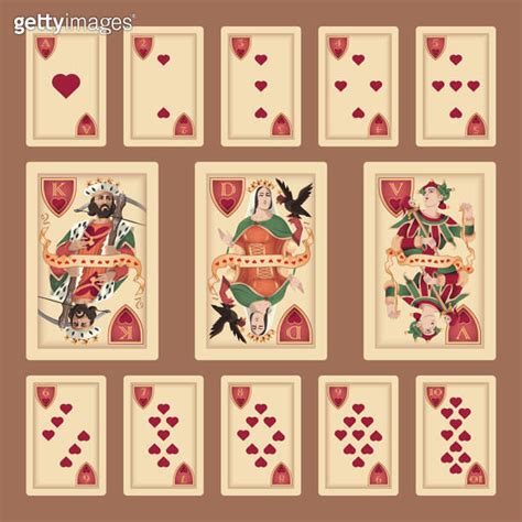 Hearts suite design for a pack of traditional style playing cards 이미지 ...