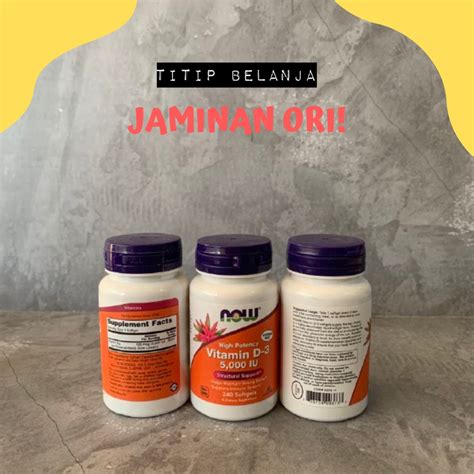 Jual Now Foods Vitamin D 3 D3 400iu 1000iu 2000iu 5000iu
