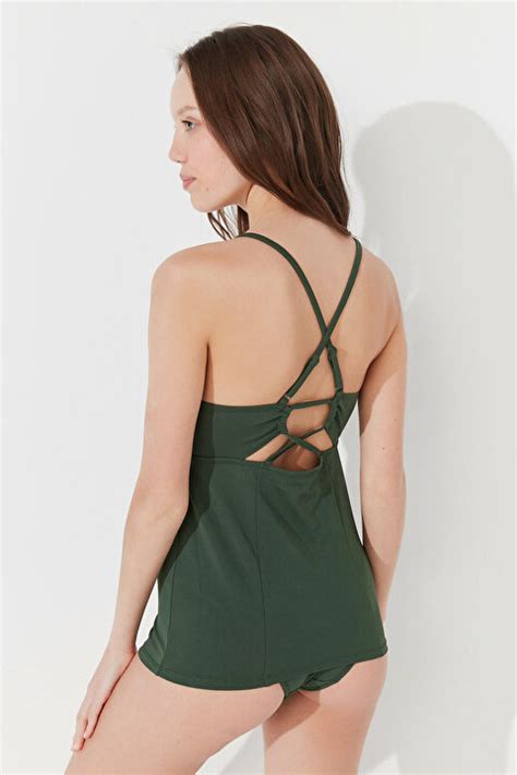 Basic Tankini Bikini Üstü PLYG4OO421IY GN24 Koyu Yeşil Penti