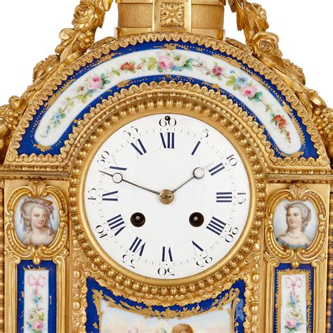 Sèvres Style Gilt Bronze and Porcelain Mantel Clock For Sale at 1stDibs