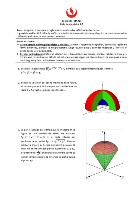 MA263 Sesión 7 2 Lista de ejercicios 7 Cálculo II MA Lista de