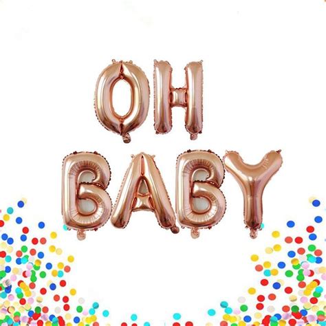 Rose Gold Letter Oh Baby Foil Balloon Bundle Rose Gold Baby Shower