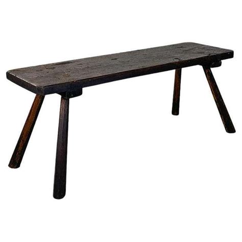 French Antique Soldid Wood Bench With Narrow And Long Seat 1930s For