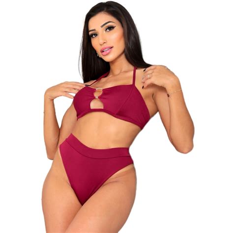 Biquini Feminino Hot Pants Suplex Biqu Ni Argola Amarrar Cintura Alta Shopee Brasil