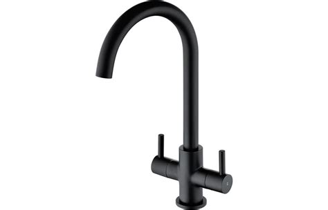 Prima Staten Swan Neck Dual Lever Mixer Tap Black Instant Hot Water Boiling Kitchen Taps