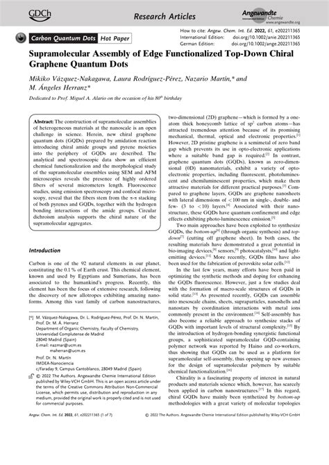 PDF Supramolecular Assembly Of Edge Functionalized TopDown Chiral