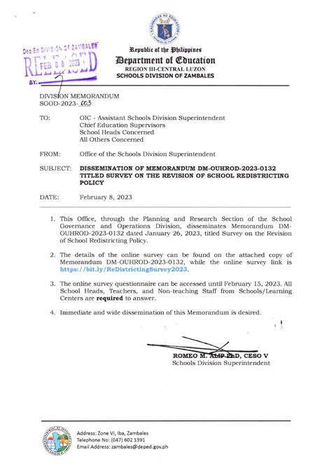 Dm Sgod 2023 003 Dissemination Of Memorandum Dm Ouhrod 2023 0132