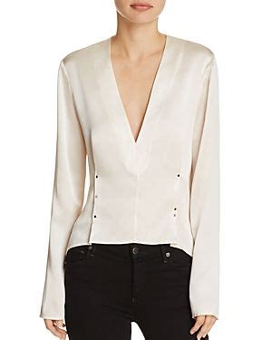 T By Alexander Wang V Neck Silk Charmeuse Top