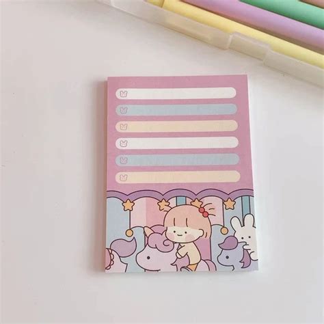 MINKYS Bloc De Notas Kawaii 50 Hojas De Papel Para Hacer Notas Lista