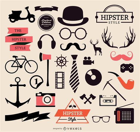 Hipster Elements Collection Vector Download