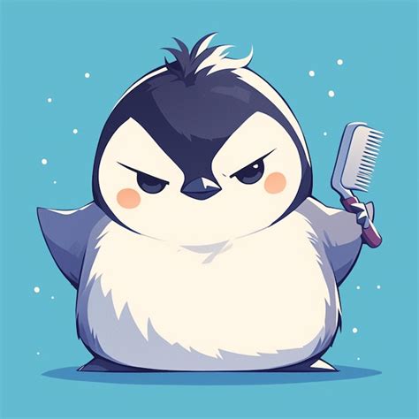 Premium Vector | A penguin hairstylist cartoon style