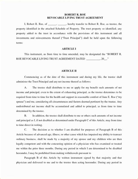 Revocable Trust Template Free Of Free Printable Living Trust Form Generic Heritagechristiancollege