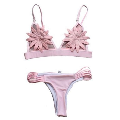 Sexy White Flowers Bikini Set Wetsuitsbuy