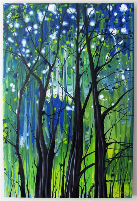 Mystical Forest painting- abstract acrylic painting of trees - Fiona ...