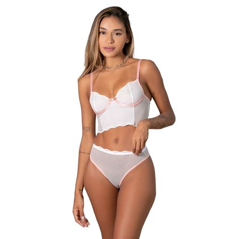 Conjunto Cropped Calcinha Lingerie Renda Manu Mania De Querer Shopee Brasil