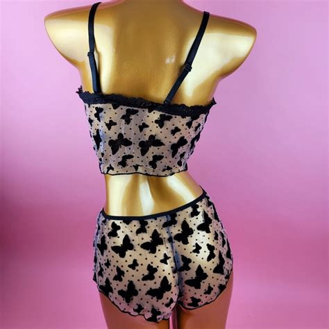 Intimates Sleepwear Butterfly Mesh Lingerie Set Poshmark