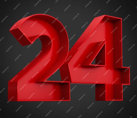 Premium Photo 3d Illustration Of Red Number 24 Or Twenty Four Inner