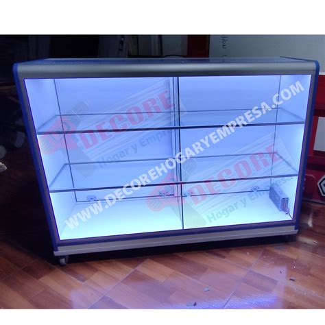 Vitrina De Vidrio Aluminio Melamina Iluminada Decore Hogar Y Empresa