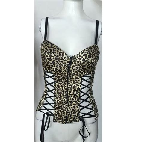 Erotic Bustier For Women Sexy Lingerie Leopard Print Strap Type Hollow Out Corset Lingerie Lace