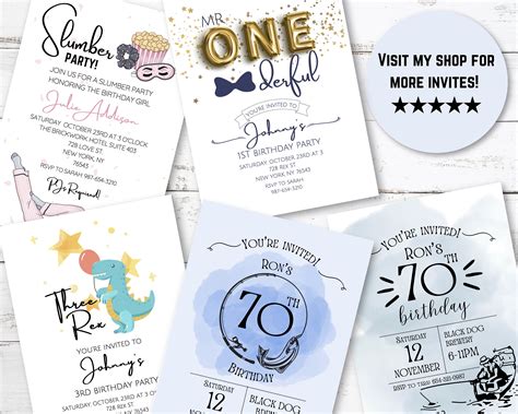 Editable 70th Birthday Party Invitation For Men Printable Man Birthday