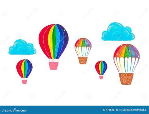 Rainbow Watercolor Boho Digital Paper Hot Air Balloon Background Hot Air Balloon Digital Paper