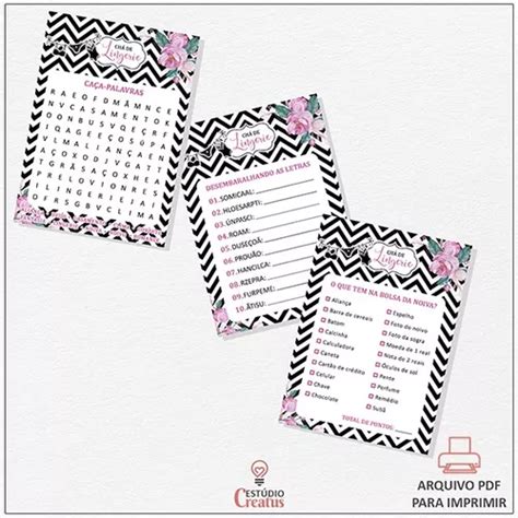 Kit 3 Brincadeiras Chá De Lingerie Arquivo Pdf Parcelamento sem