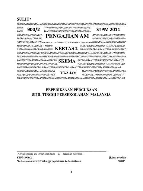 PDF Percubaan STPM Pahang 2011 Skema Pengajian Am Kertas 2