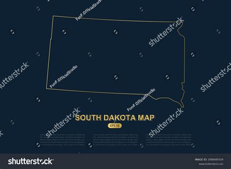 South Dakota Map Usa United States Stock Vector Royalty Free