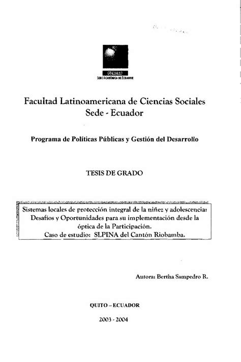 Pdf Facultad Latinoamericanade Ciencias Sociales Sede Ecuador