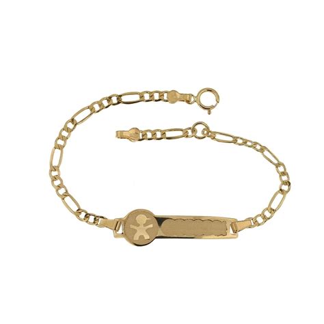 Bracciale Con Bimbo Incisa A Laser Su Piastrina In Oro K