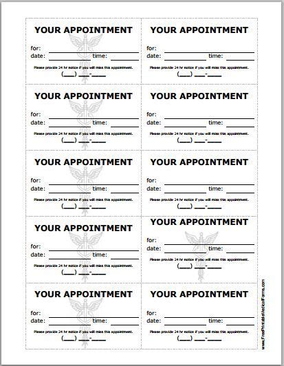 Patient Appointment Cards Template | Printable Medical Forms With ...