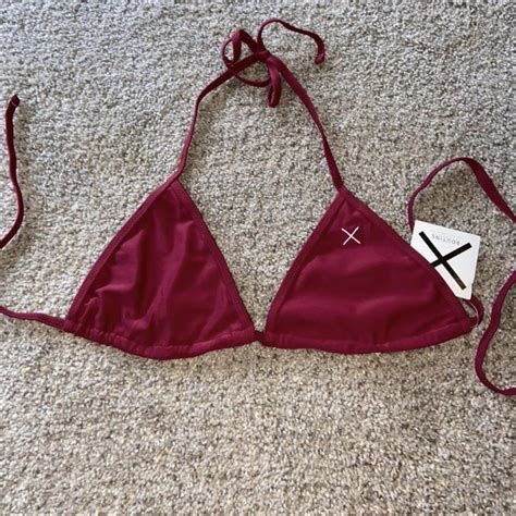 Frankies Bikinis Women S Red And Burgundy Bikini And Tankini Tops Depop