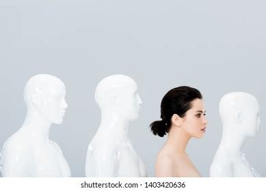Beautiful Nude Girl Posing Row Mannequins Stock Photo Shutterstock
