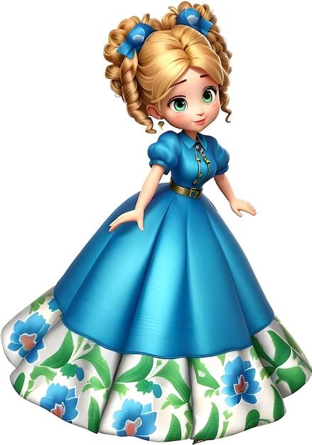 Premium Vector Princess Girl Wearing A Bluewhite Dress And Blonde Hair