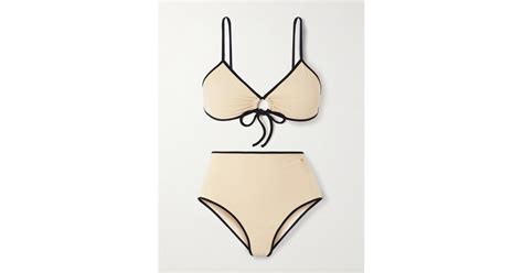 Valentino Garavani Embellished Two Tone Bikini In Natural Lyst