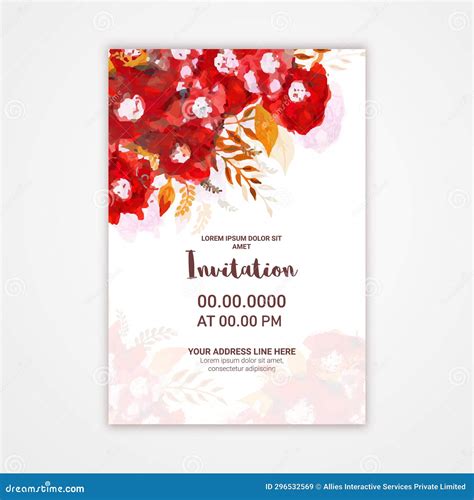 Beautiful Invitation Card Template With Purple Watercolor Flowers For