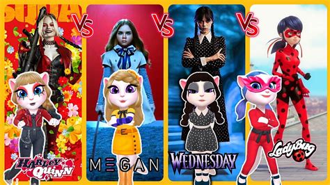 Harley Quinn Margot Vs M Gan Scary Vs Miraculous Ladybug Vs Wednesday