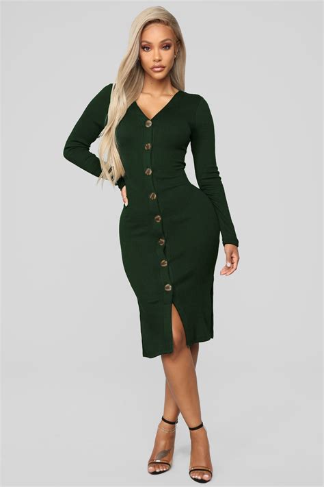 Show Some Sass Sweater Dress Hunter Green Fashion Nova