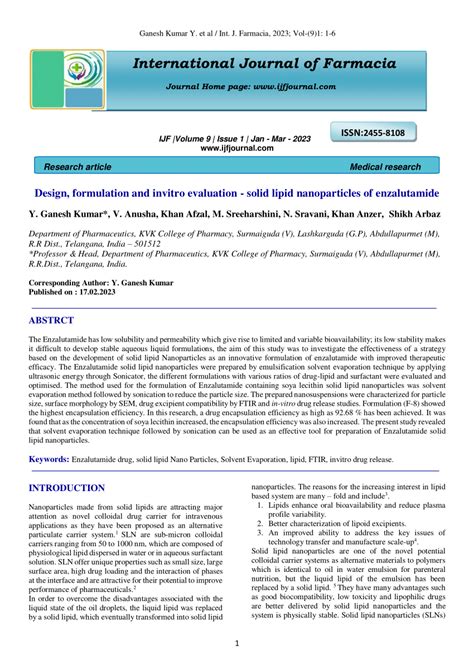 Pdf Design Formulation And Invitro Evaluation Solid Lipid