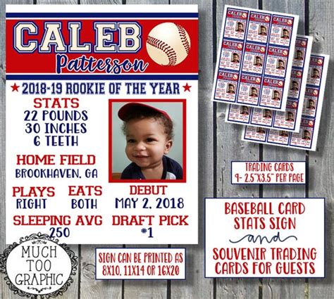 1st Birthday Baseball Trading Cards Baseball Milestone Sign - Etsy