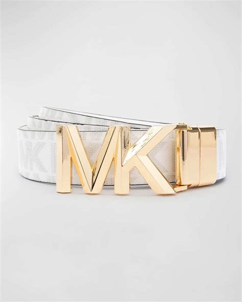 Michael Kors Mk Logo Reversible Leather Belt - 100 Optic White G ...