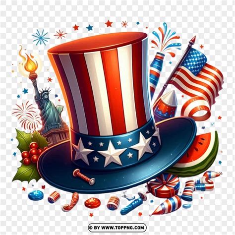 Celebratory 4th Of July Hat With Fireworks And Usa Decorations Toppng