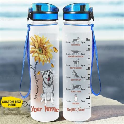 Husky Water Bottle Sunflower Water Bottle Travel Ts Etsy