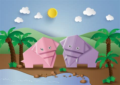 Origami made elephant. 585551 Vector Art at Vecteezy