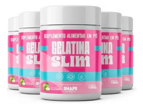 Gelatina Slim Emagrece Mesmo - Kit 5 Gelatina Slim Suplemento Emagrecedor Pó 150 G Natural Laranja ...