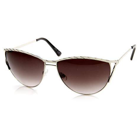 Womens Elegant Fashion Metal Frame Cat Eye Sunglasses Zerouv