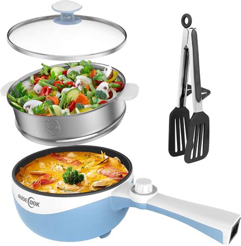 Audecook Elektrischer Hot Pot L Tragbare Antihaft Multikocher Mini Bratpfanne Mit Dual